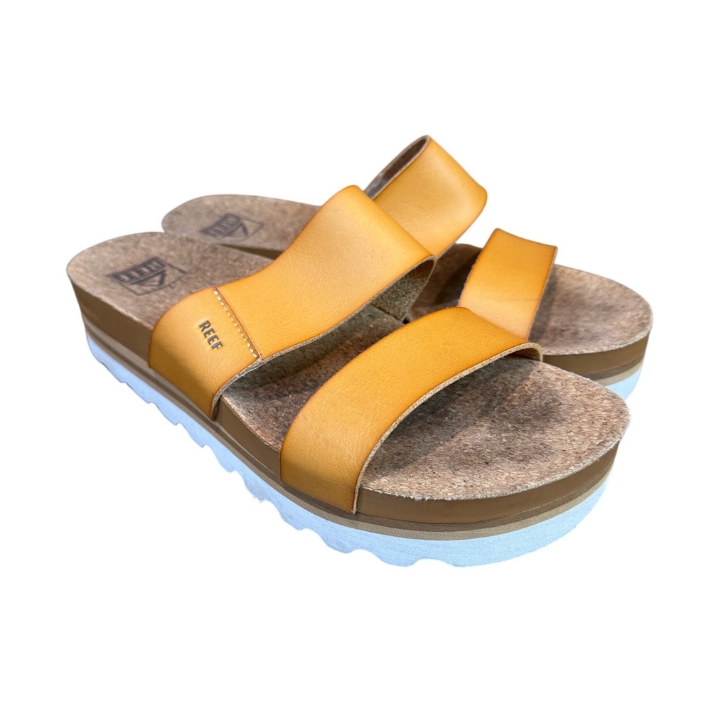 Reef Cushion Vista Hi Sandals Platform Slide Tan Size 8.5